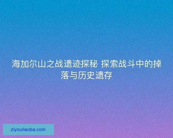 海加尔山之战遗迹探秘 探索战斗中的掉落与历史遗存
