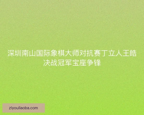 深圳南山国际象棋大师对抗赛丁立人王皓决战冠军宝座争锋 深圳南山国际象棋大师对抗赛丁立人王皓决战冠军宝座争锋